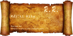 Réti Rita névjegykártya