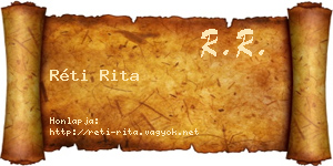 Réti Rita névjegykártya